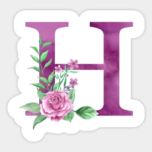 Floral Monogram H Beautiful Rose Bouquet Sticker